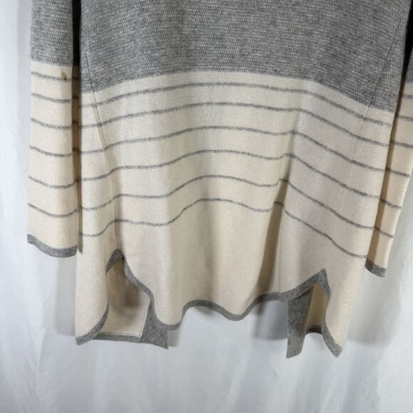 Cashmere Charter Club Cardigan Women's Medium Grey White Open Front Luxury - Picture 10 of 11